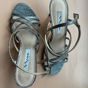 Silver Strappy Heels
